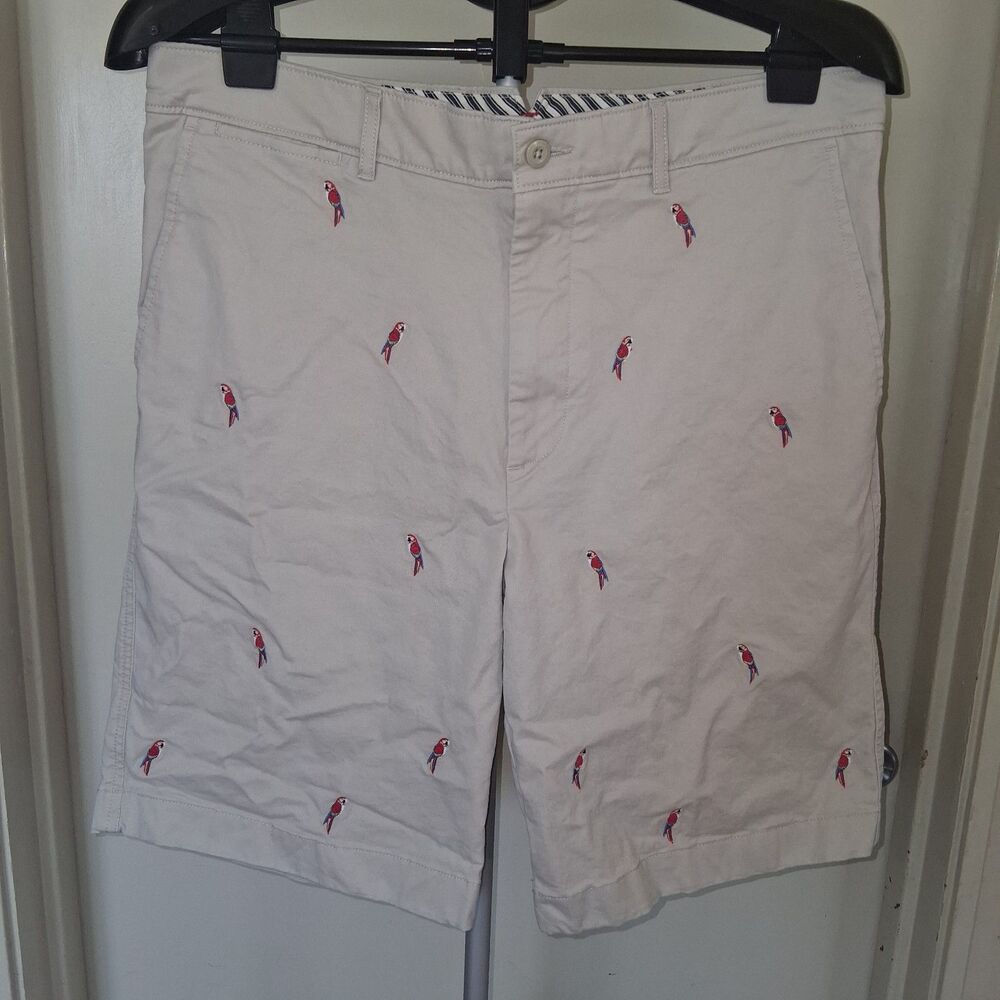 Daniel Cremieux Embroidered Parrot Khaki Chino Shorts Size 34 Preppy Old Money